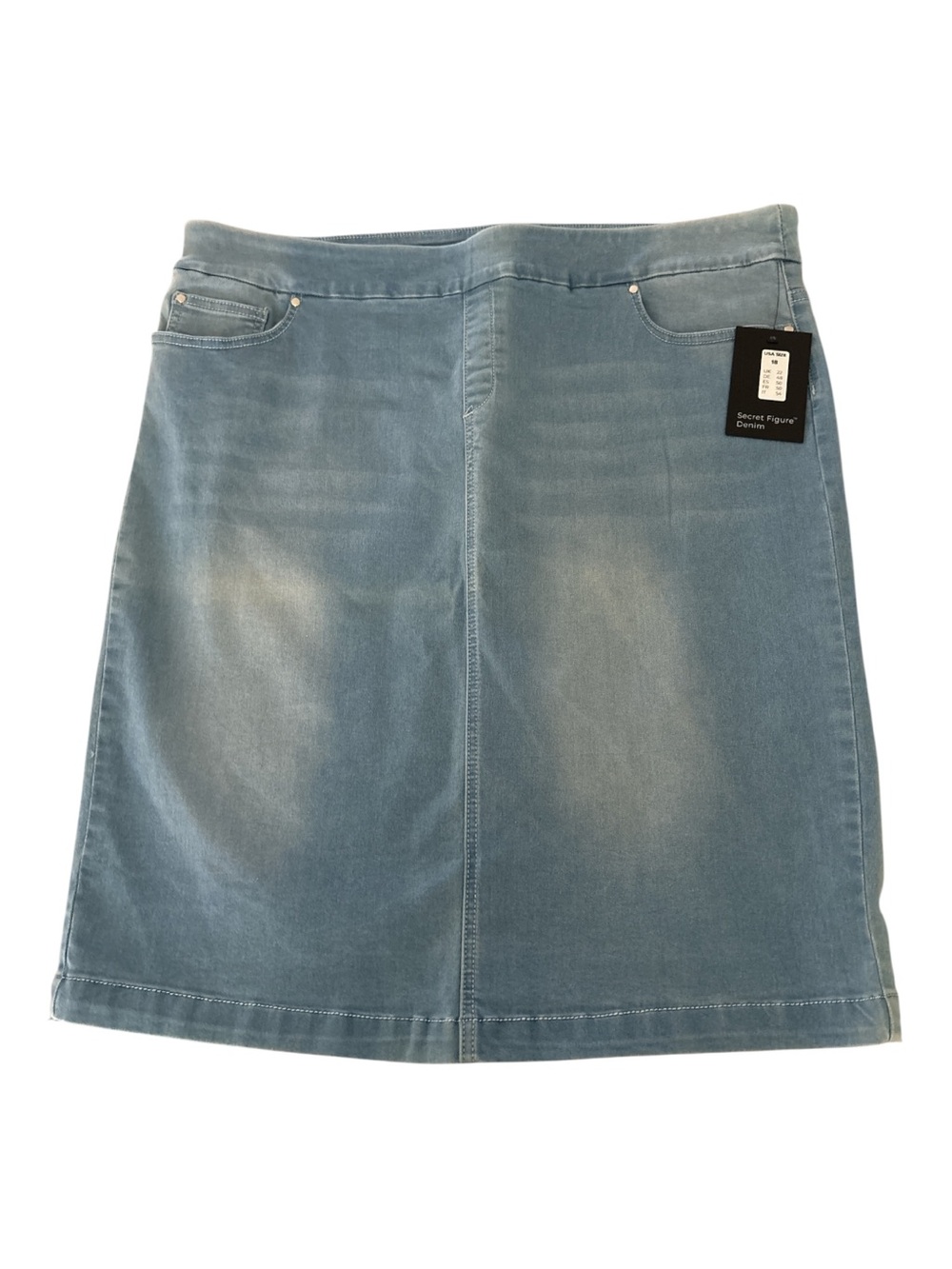 REKUCCI DENIM EASE INTO COMFORT PULL ON STRETCH DENIM SKIRT NWT SZ 18W